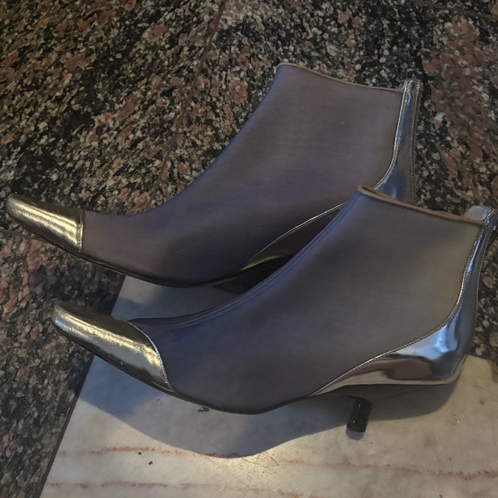 Loewe Metallic Silver and Gray Ankle Boots